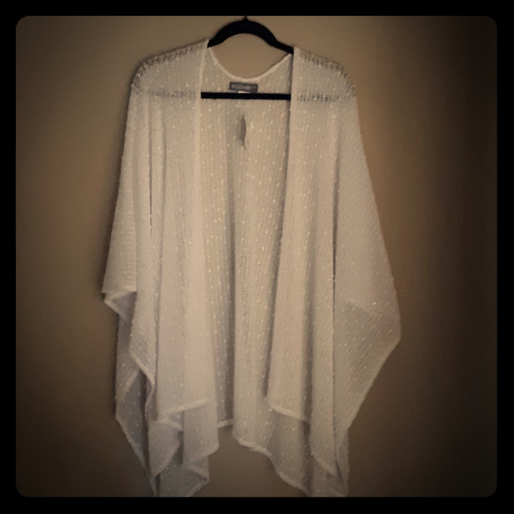 Brand new white comfy with sequins poncho